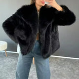 Gradient Faux Fox Fur Overcoat