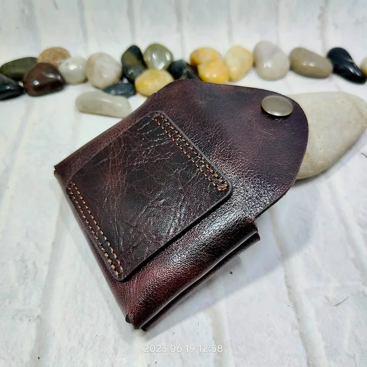 Small Waist Bag Genuine Leather Belt Pack Wallet Coin Purse Card Holder Car Key Pouch Driver's License Case Men Women 6065