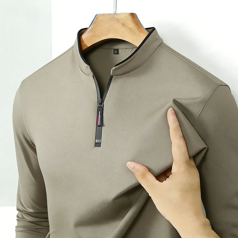 Men's Half-Zip Polo | Wrinkle-Free Long Sleeve Top