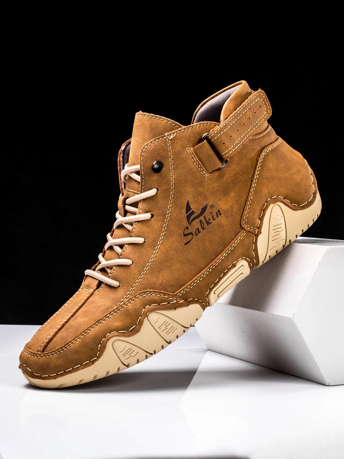 Men's Handmade Split Leather Ankle Boots Sneaker