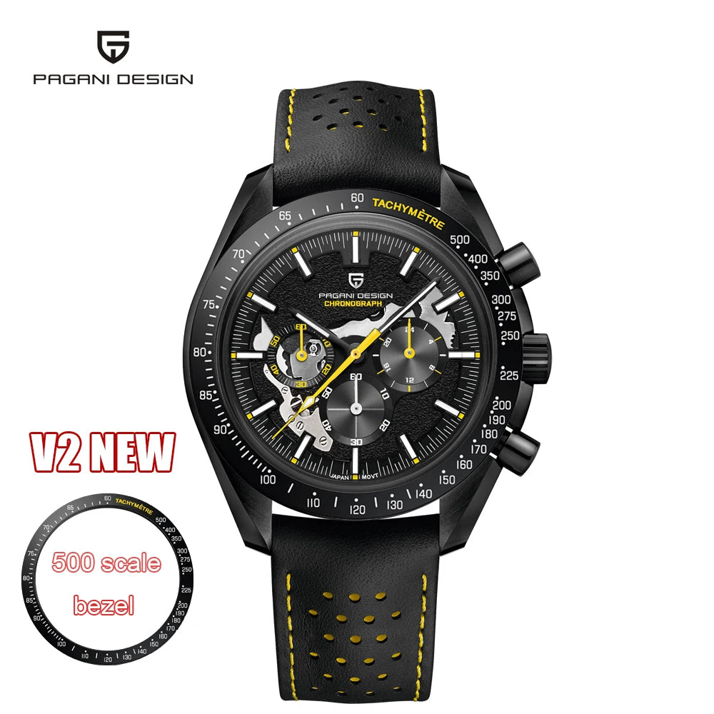 PAGANI DESIGN Moon Watch for Man Fashion Quartz Watch Waterproof Skeleton Sport Chronograph AR Sapphire Glass 1779 Reloj hombre