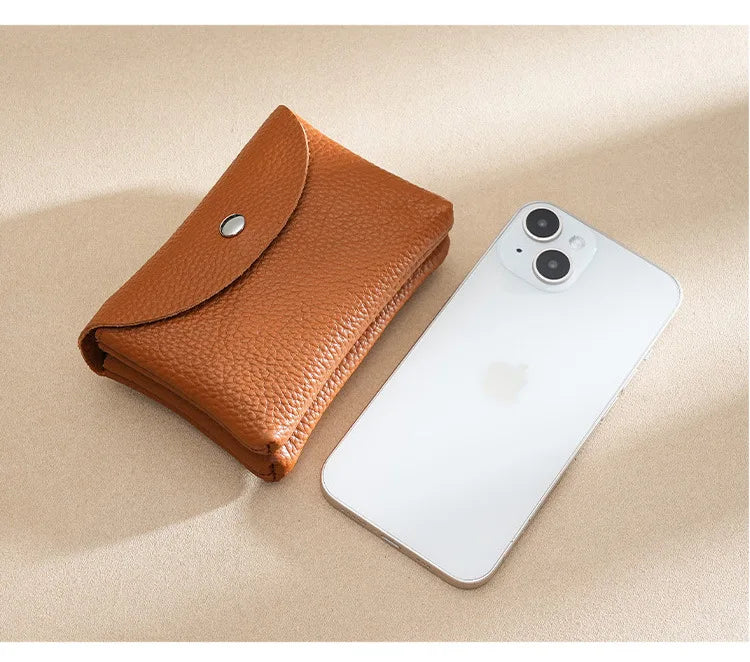 Custom Letters Fashion Women Short Wallet Genuine Leather Double Wallet Small Coin Purse Mini Credit Card Holder Key Storage Bag