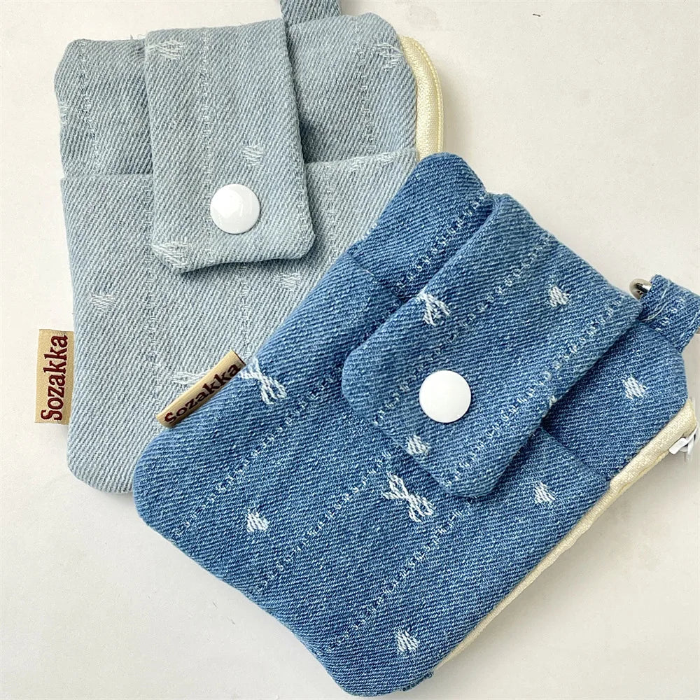 Women Short Wallets Canvas Female Purses Cute Star Bow Card Holder Wallet for Girl Small Zipper Wallet with Coin Purse