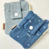 Women Short Wallets Canvas Female Purses Cute Star Bow Card Holder Wallet for Girl Small Zipper Wallet with Coin Purse