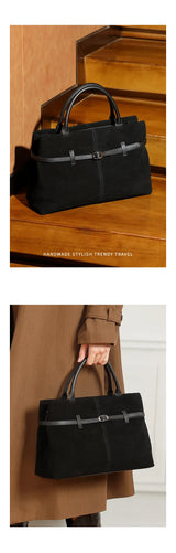 Oversized Suede Leather Briefcase Spacious Handheld Shoulder Crossbody Bag Women Slouchy Commuting Premium Light Luxury Handbag