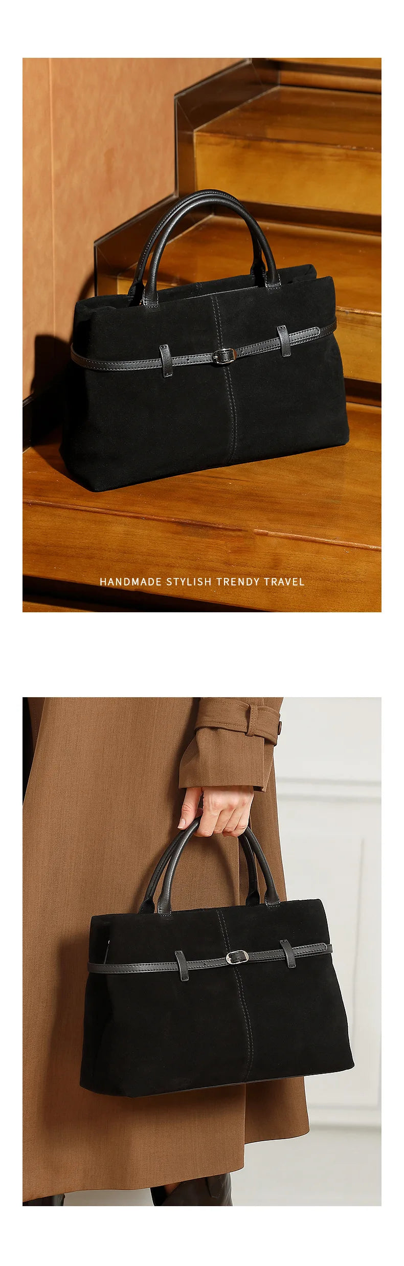 Oversized Suede Leather Briefcase Spacious Handheld Shoulder Crossbody Bag Women Slouchy Commuting Premium Light Luxury Handbag