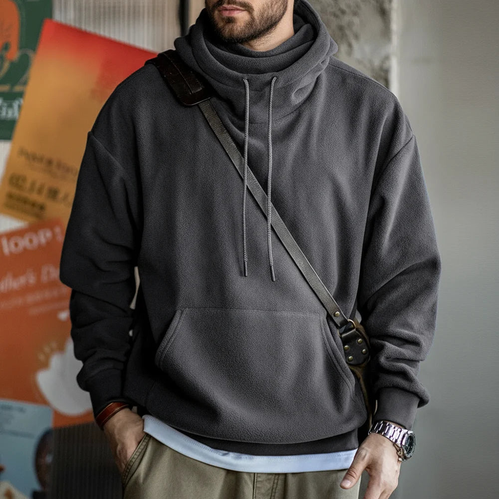 Maden Men's Polar Fleece Hoodie with Built-In Face Mask