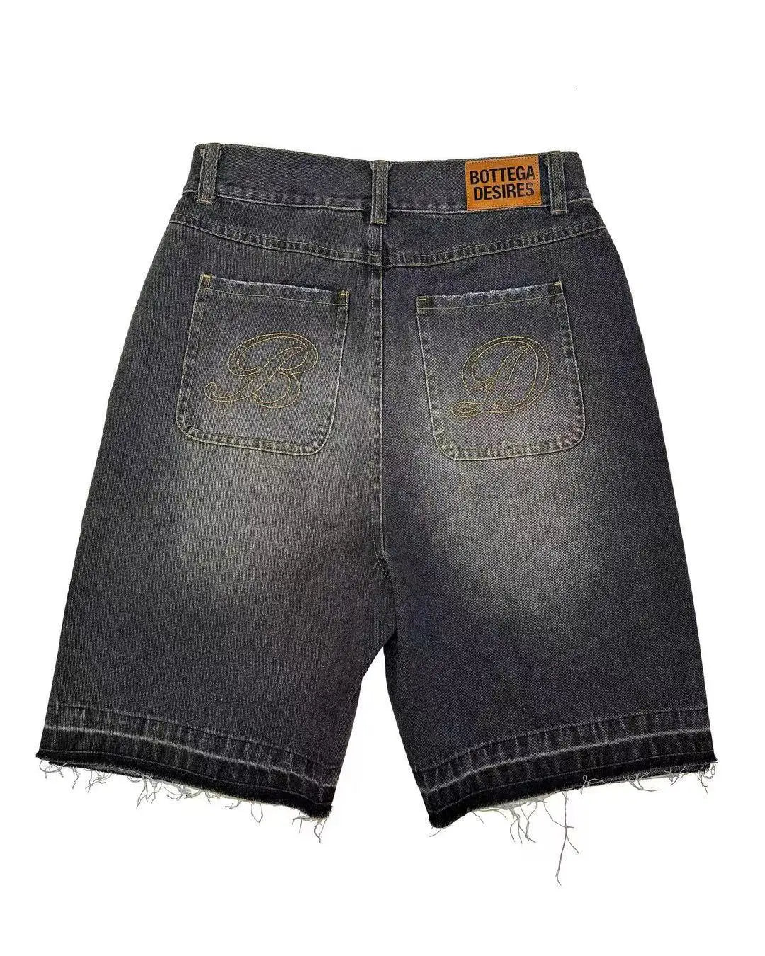 Harajuku Retro Letter Embroidery Denim Shorts