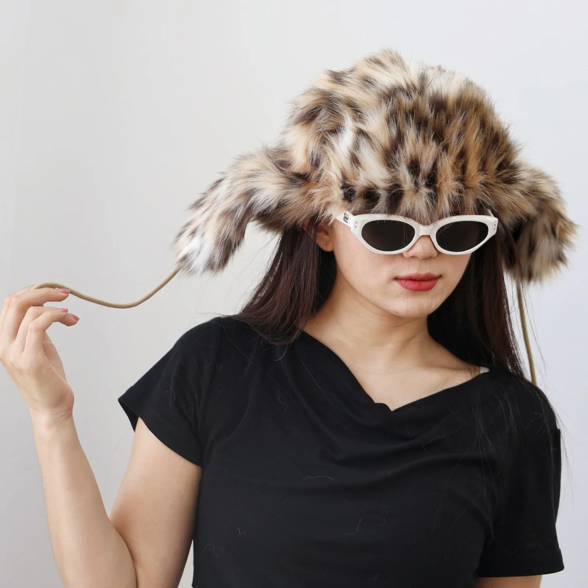 Leopard Print Faux Fur Winter Bomber Hat