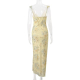Women's Floral Print Backless Maxi Dress