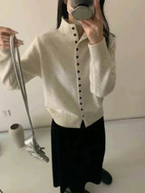 Women's Stand Collar Knit Cardigan Sweater