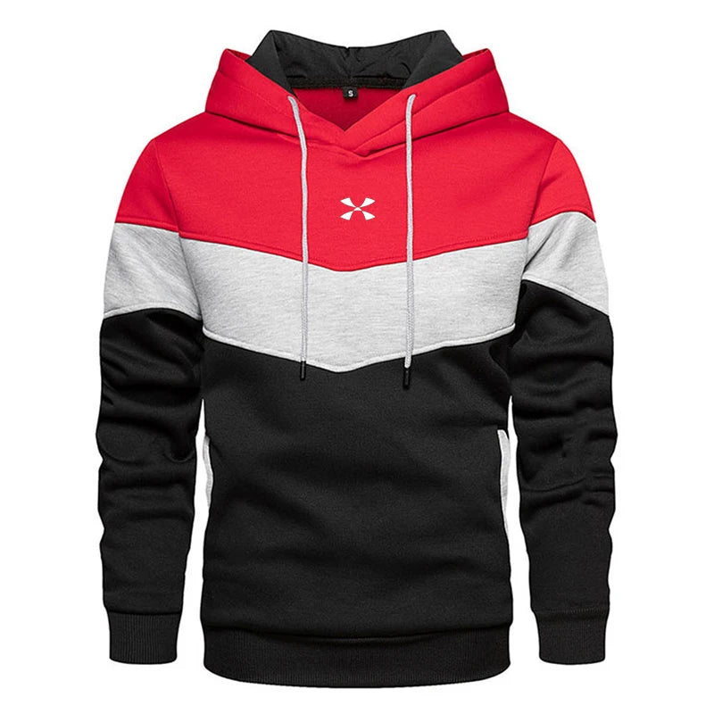 Men’s Patchwork Fleece Streetwear Hoodie