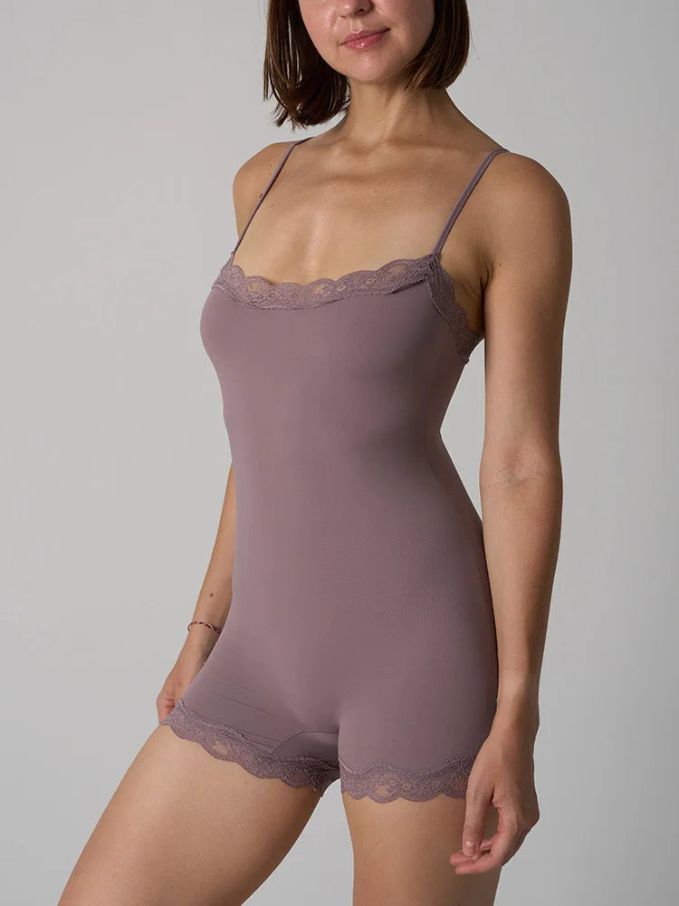 Lace Patchwork Fitness Bodysuit