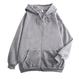 High Street Hoodie Men Solid Color Zip Up Long Sleeve Loose Jacket Coats Casual Hooded Sweatshirt Y2K Fashion Outdoor Clothes
