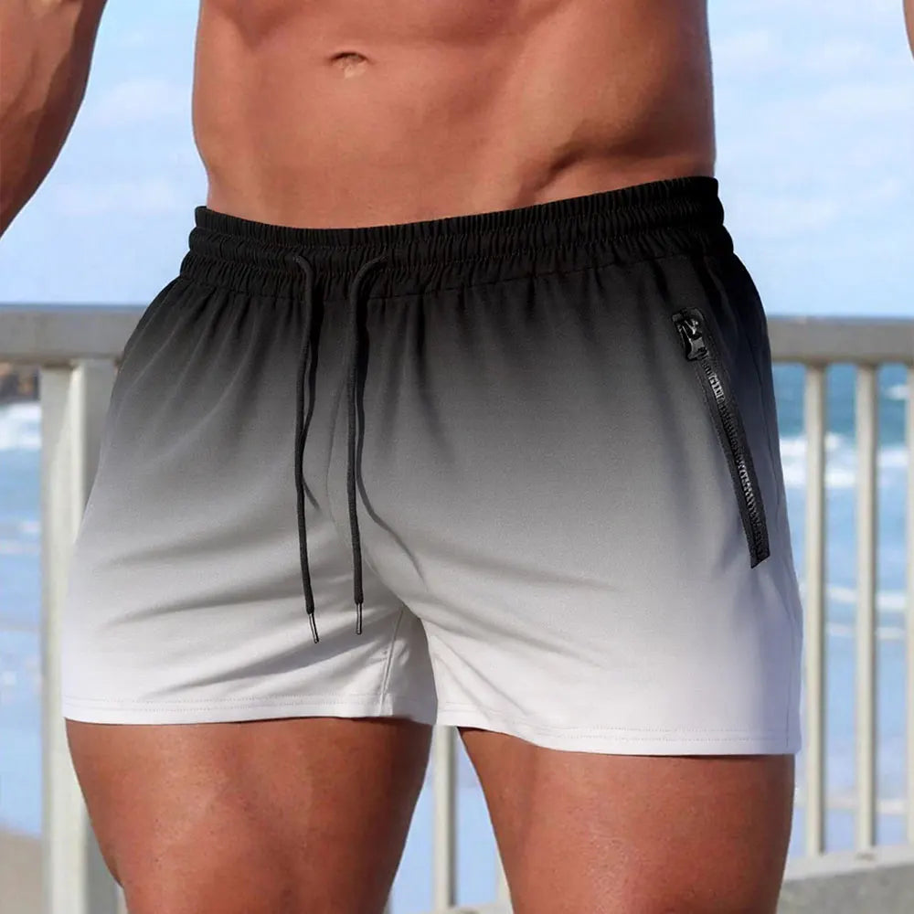 Men's Quick-Dry Athletic Gym Shorts with Zipper Pockets
