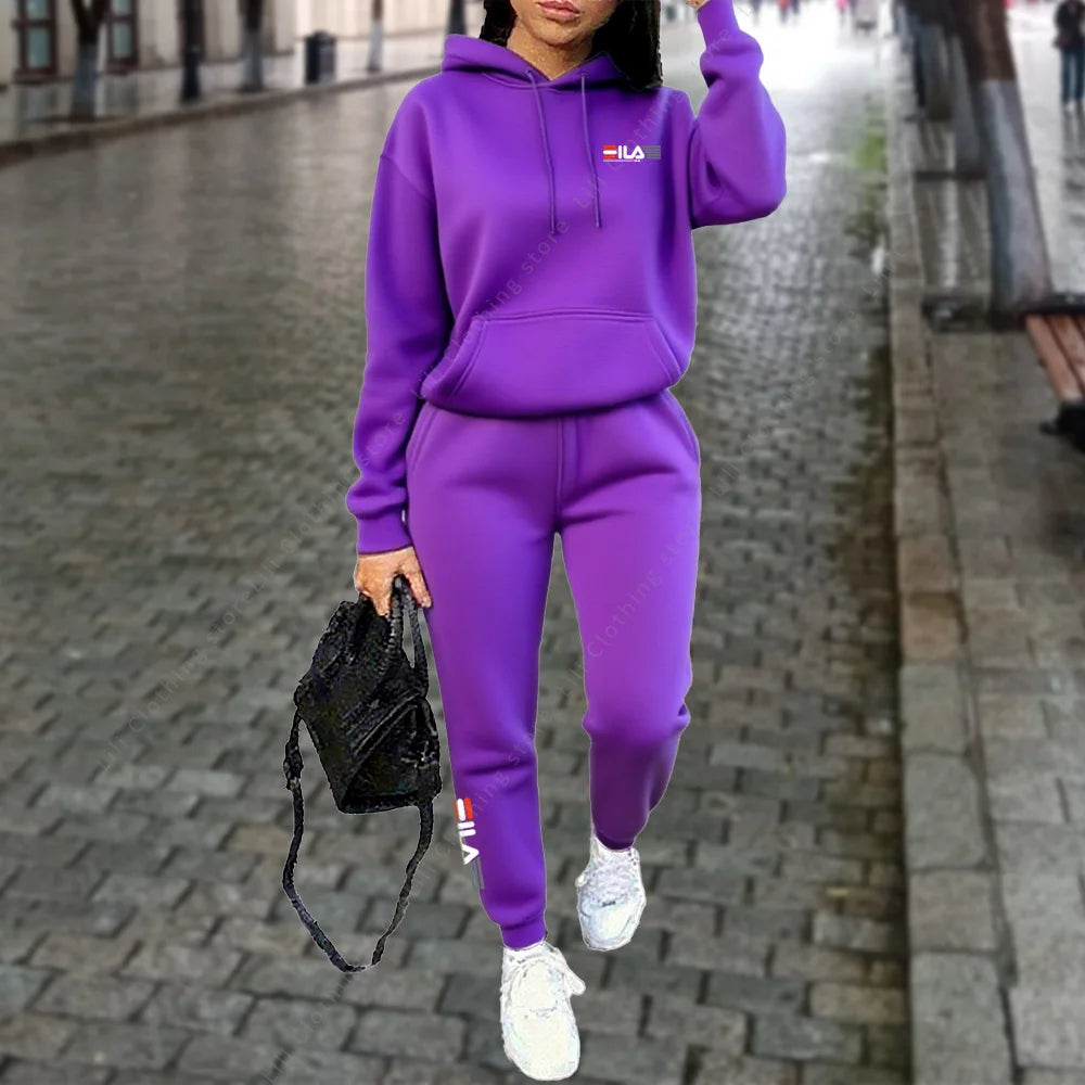 Women's Tracksuit Hoodies Trousers 2PCS Suit Winter Sports Jogging Outfits Fashion Street Designer Clothes for Women Pants Set