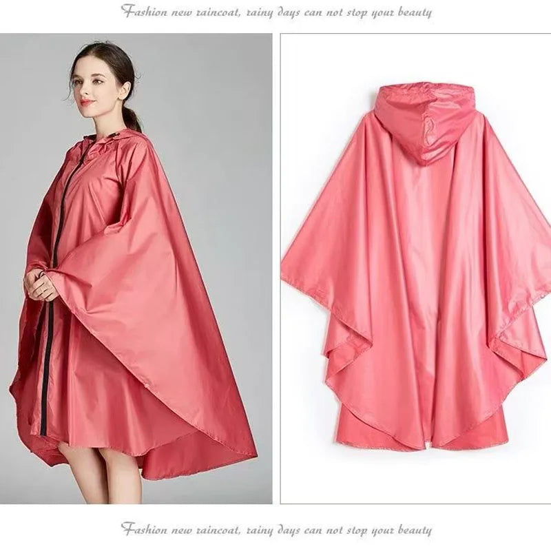 Women's Elegant Waterproof Poncho Raincoat – All Sizes