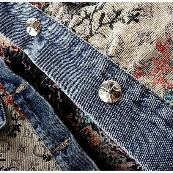 Retro Jacquard Denim Jacket