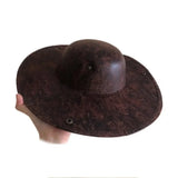 Faux Leather Pirate Hat Brown Captain Hat Vintage Button Masquerade Party Cosplay Costume Hat For Men Women Photography Props