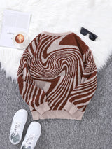 Men’s Contrast Maze Jacquard Crewneck Sweater