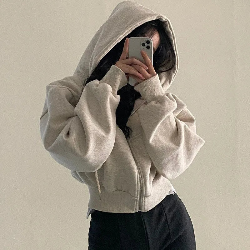 Women’s Y2K Zip-Up Crop Hoodie
