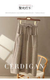 Wool A-Line Midi Skirt – Women's Knit Autumn Winter