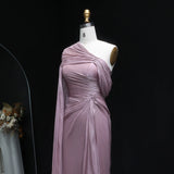 Sharon Said One-Shoulder Draped Chiffon Evening Gown SF199