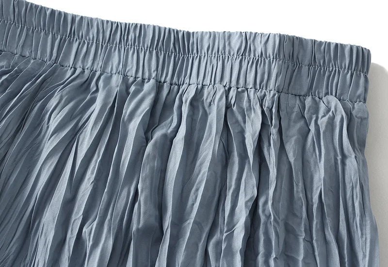 Women's Pleated Maxi Skirt – Elegant A-Line Beach Style