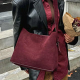 Motingsome Oversize Women Bag Luxury Suede Leather Winter Bags Frosted Cow Skin Handbag and Purses Retro Lady Tote 2024 New