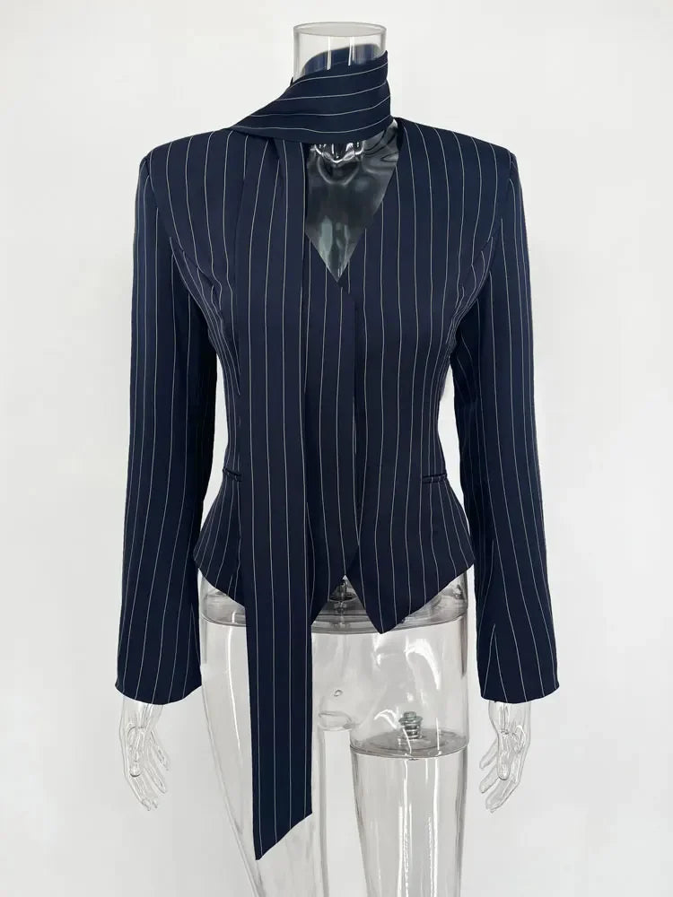 Tossy 3 Piece-Set Female Suit Mini Skirt Elegant Striped Commute Patchwork Fashion Luxury V-Neck Party Looks For Women Suit Sets