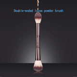 Professional 2-in-1 Metal Handle Powder & Blush Brush with Travel Case