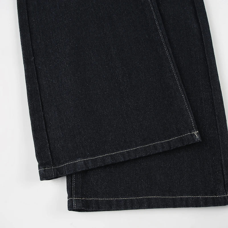Women's Y2K Flared Jeans – Low Rise Embroidered Denim