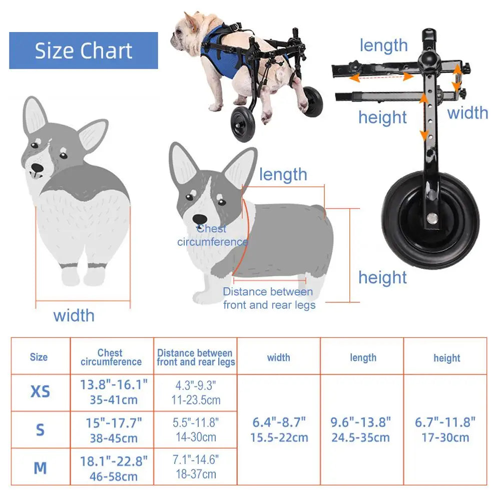 Adjustable Pet Mobility Wheelchair Cart for Small Dogs & Cats