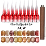 AS 9pcs Cat Eye Magnetic Moonlight Gel Nail Polish Set 15ml Sparkle White Silver Water Light Red UV Gel Nail Art Manicure Vernis