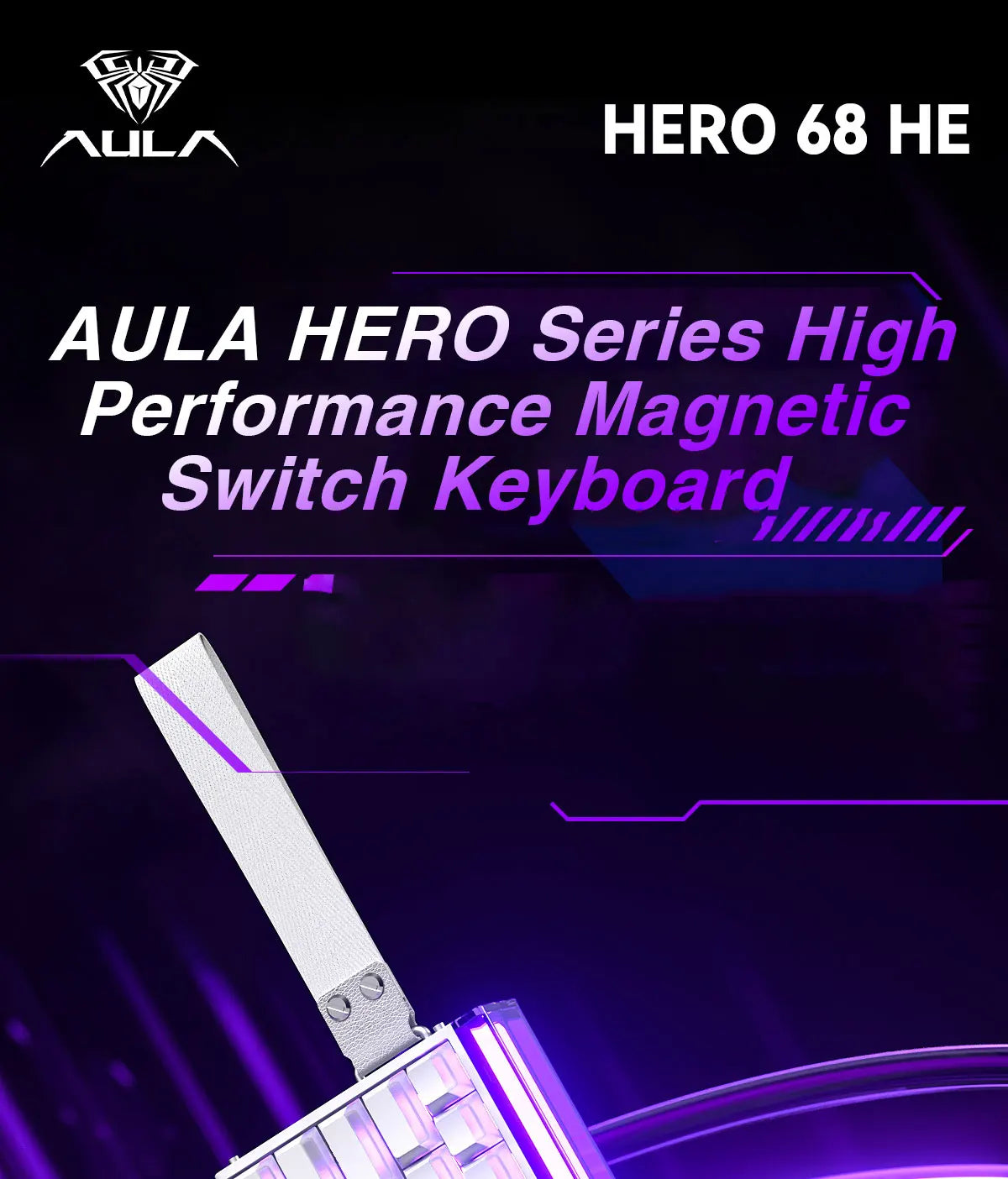 AULA HERO 68HE Magnetic Switch Keyboard Rapid Trigger 8K Return Esports Gamer Keyboard RGB Wired Gaming Keyboard