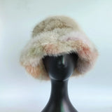 Luxurious leopard print faux fur bucket hat Warm Thickened hat women Cozy Fashionable Winter Gift Fishermen Hats Fluffy Snow cap