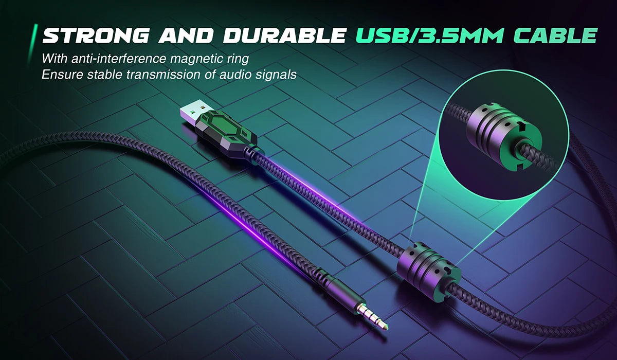 FIFINE Headset,3.5 mm jack&USB Headphone with 7.1 Surround Sound/volum contral/Mute switch for PC/MAC/PS4/PS5 Mixer-H9