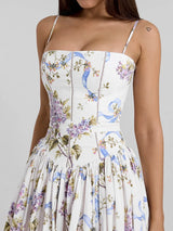Floral Print Spaghetti Strap Midi Sundress - Elegant Boho Chic Summer Beach Dress