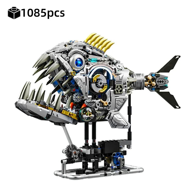 Mechanical Sea Animals Building Blocks DIY Movable Whale Octopus Manta Shark Piranha Creative Technical MOC Desktop Decor Gift