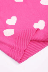 Women's Oversized Fuzzy Heart Knit Pullover Sweater