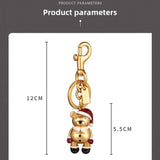 3D Metal Teddy Bear Keychain Heavy Duty Rose Gold Purse Charm Secure Trigger Clasp Accessory for Women Handbag Holiday Presents