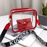 Transparent Crossbody Bag for Women Candy Color Letter Fashion Shoulder Bag PVC Transparent Jelly Bag Small Square Bag