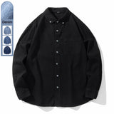 Classic Black Denim Shirt Men's Autumn New Fashion Loose Korean Casual Long-sleeved Jean Shirts Comfortable Male Clothes