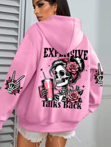 Expensive Talks Back Funny Printing Womens Hoodie Loose Multicolor Pullovers Fleece Autumn Sportswear Casual Pocket Hoody