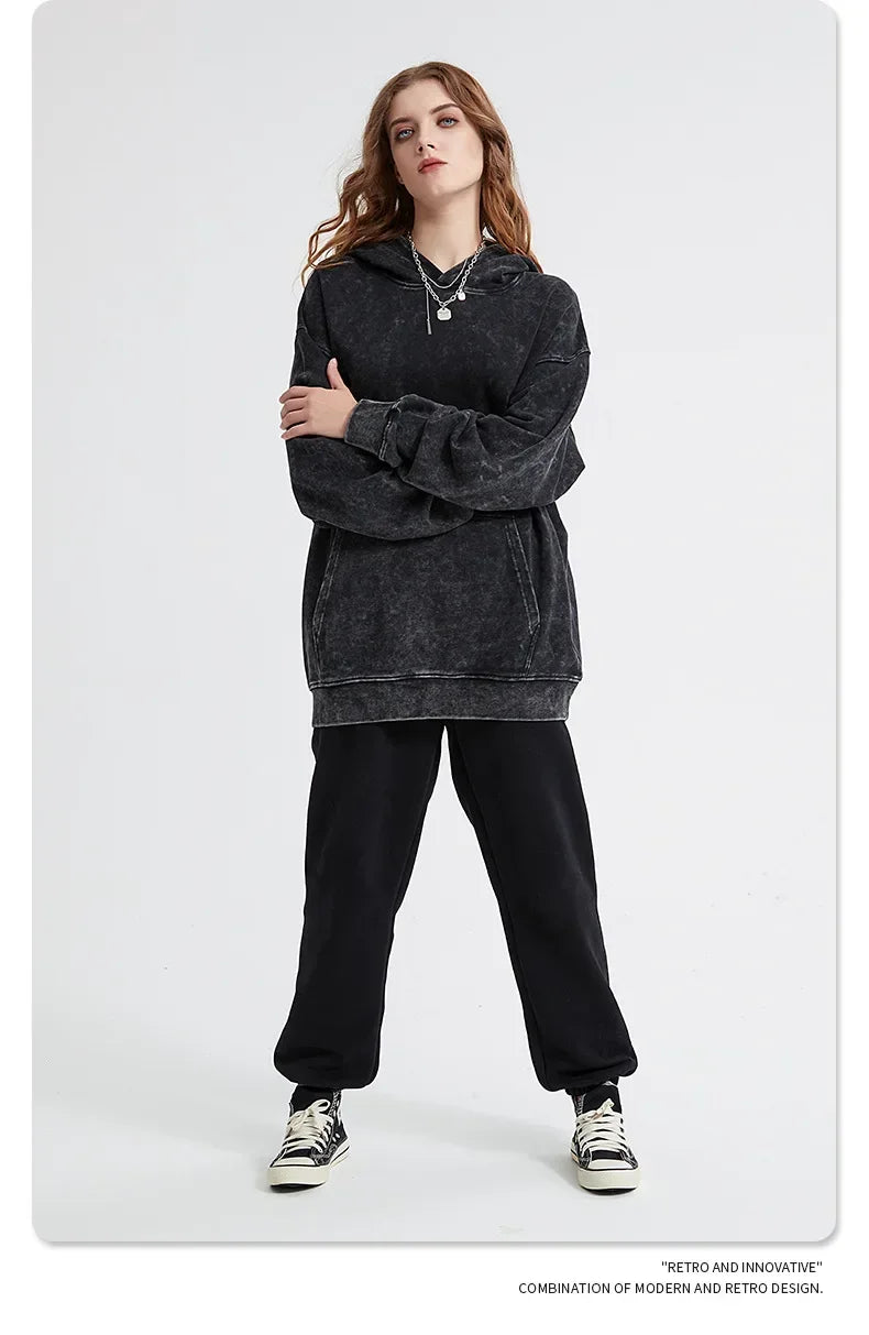 Vintage Wash Oversized Cotton Hoodie