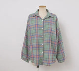 Vintage Plaid Long-Sleeve Blouse