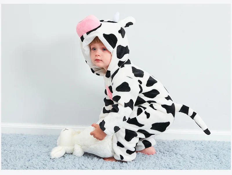 Animal Theme Flannel Baby Romper