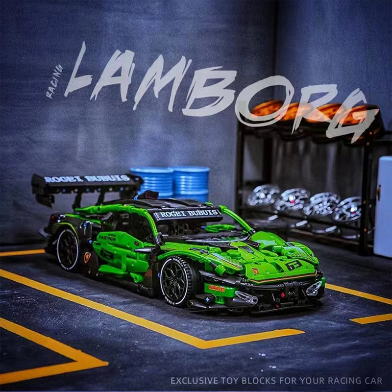 Technical Green Speed Racing Car Model Building Blocks Kit MOC Assembly Bricks Toys Desktop Collectible Holiday Gift For Kids
