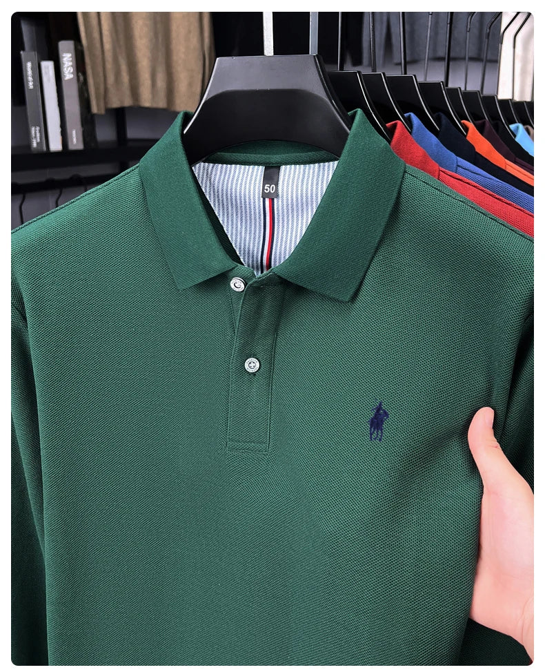 Premium Cotton Embroidered Long Sleeve Polo Shirt
