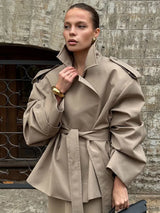 Elegant Lace-Up Woolen Jacket